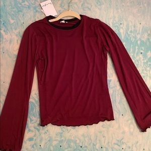 Maroon scalloped long sleeve shirt